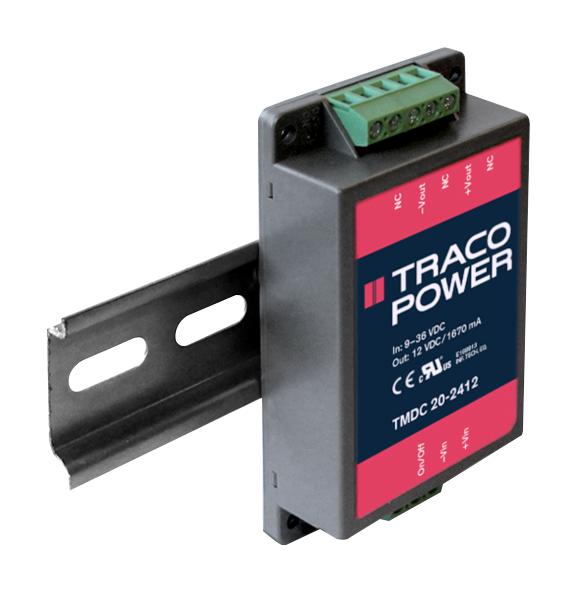 TMDC 20-2415 DC-DC CONVERTER, 24V, 0.835A, 20W TRACO POWER