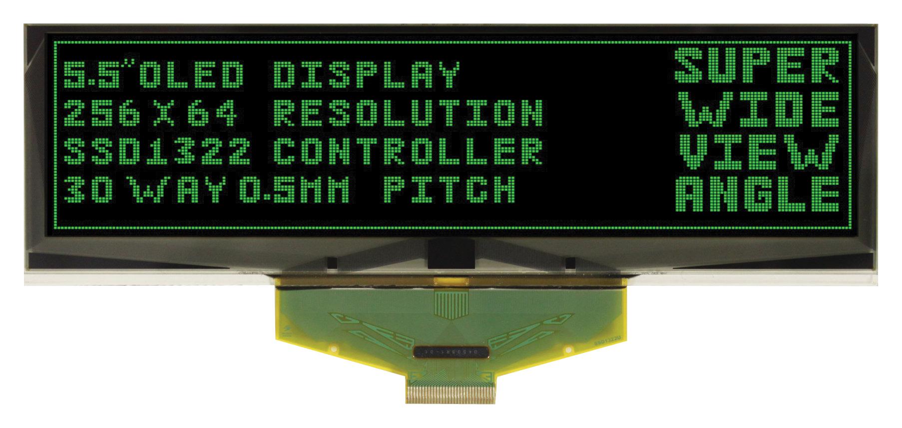 MCOT256064C1Y-GM DISPLAY, OLED, 256X64, 2.75V MIDAS