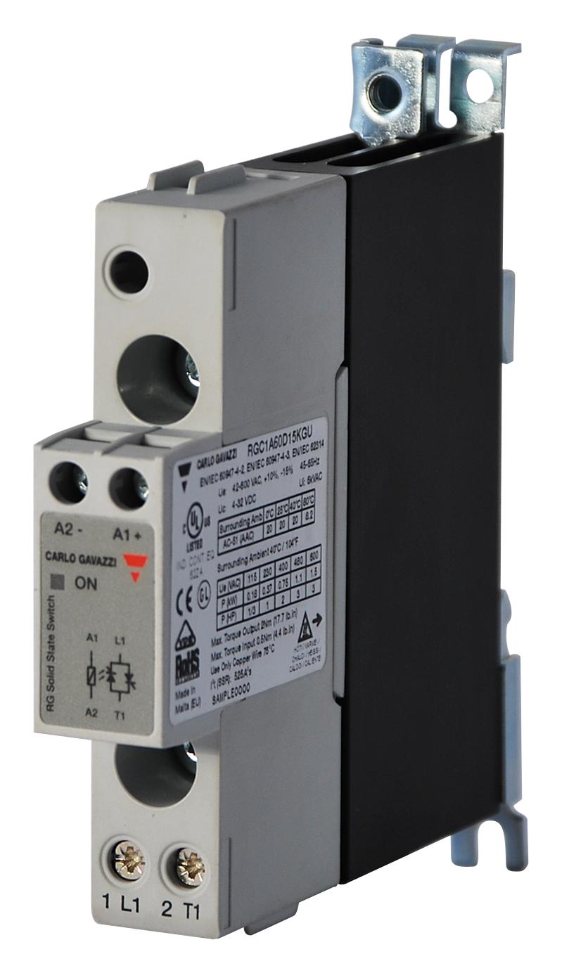 RGC1A60A15KGU SOLID STATE CONTACTOR, 20A, 600VAC CARLO GAVAZZI