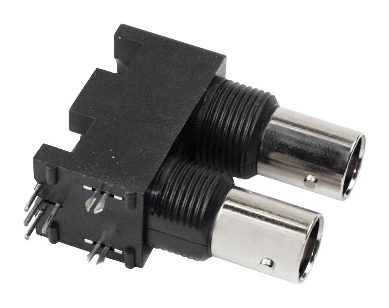 031-6575 RF COAX, BNC, R/A DUAL JACK, 50 OHM, PCB AMPHENOL RF