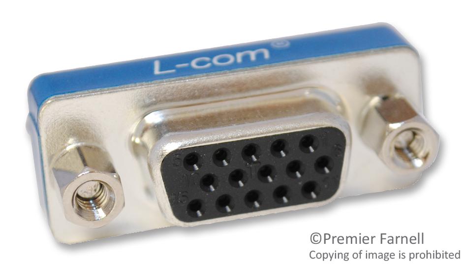DGBH15F HD D SUB GENDER CHANGER, 15P, RCPT-RCPT L-COM