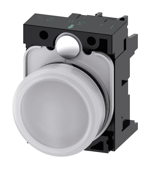 3SU1106-6AA60-1AA0 PILOT LIGHT, 22MM, WHITE, 230VAC SIEMENS