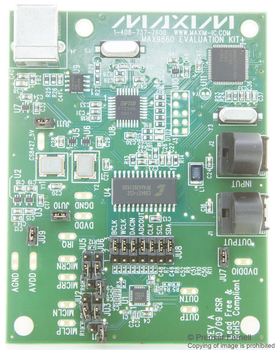 MAX9860EVKIT+ EVAL BOARD, MONO AUDIO CODEC MAXIM INTEGRATED / ANALOG DEVICES