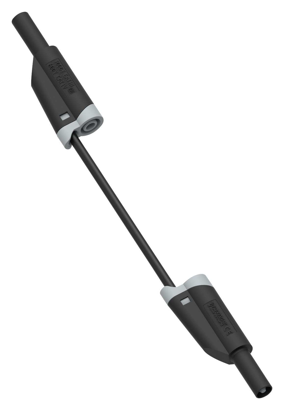 76-027 TEST LEAD, 4MM BANANA PLUG-PLUG, BLK, 1M TENMA