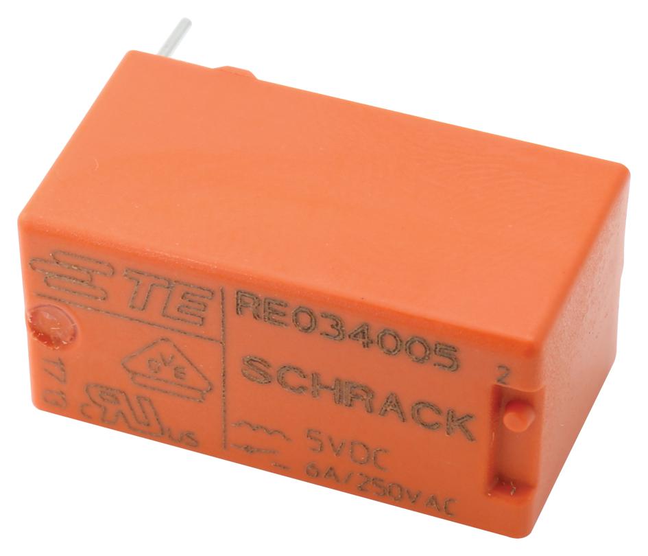 RE034005 POWER RELAY, SPST-NO, 6A, 250VAC, TH SCHRACK - TE CONNECTIVITY