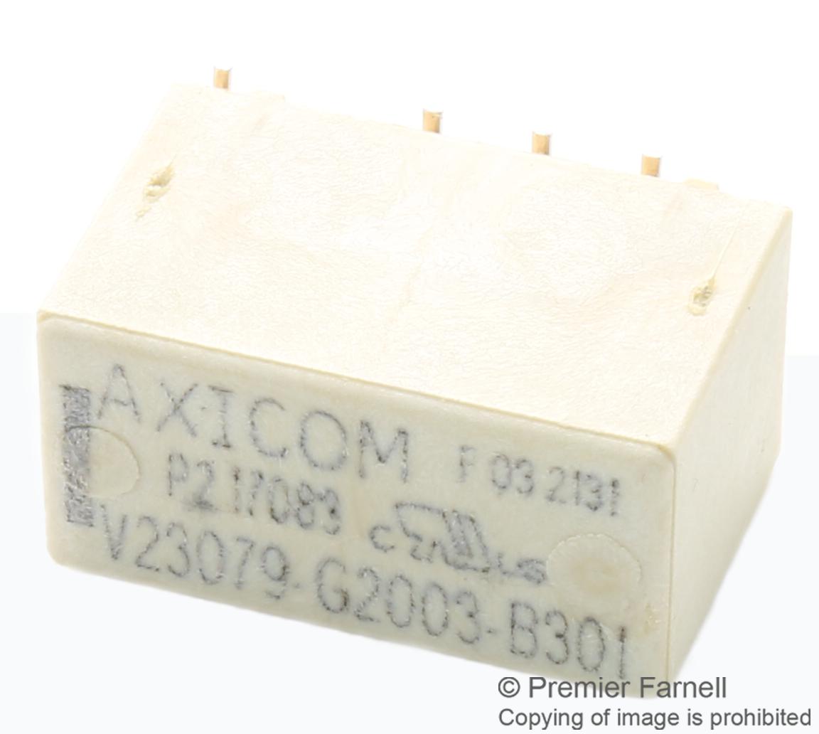 V23079G2003B301 SIGNAL RELAY, DPDT, 2A, 250VAC, SMD AXICOM - TE CONNECTIVITY