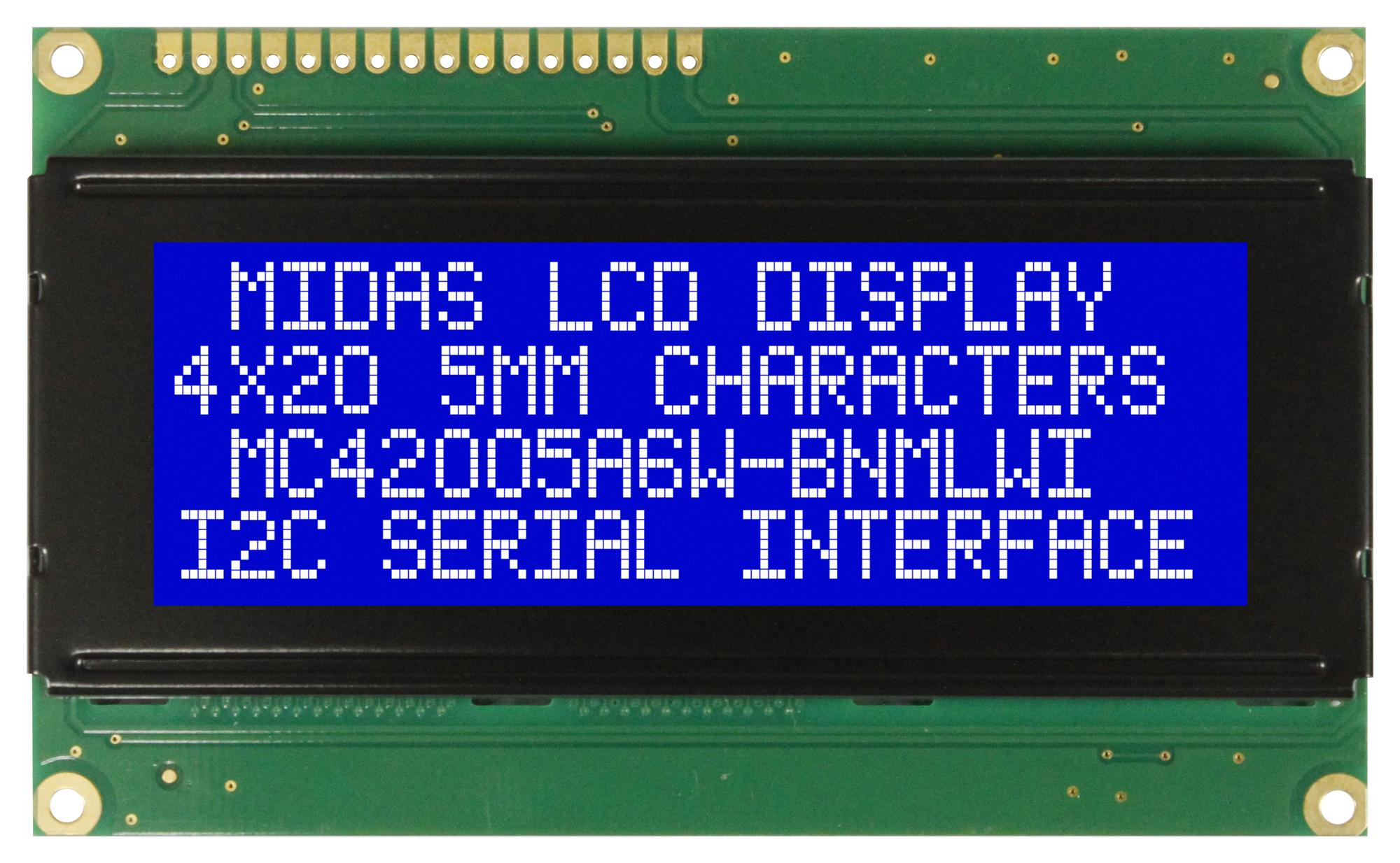 MC42005A6W-BNMLWI-V2 DISPLAY, ALPHANUMERIC, 20X4, WHITE MIDAS