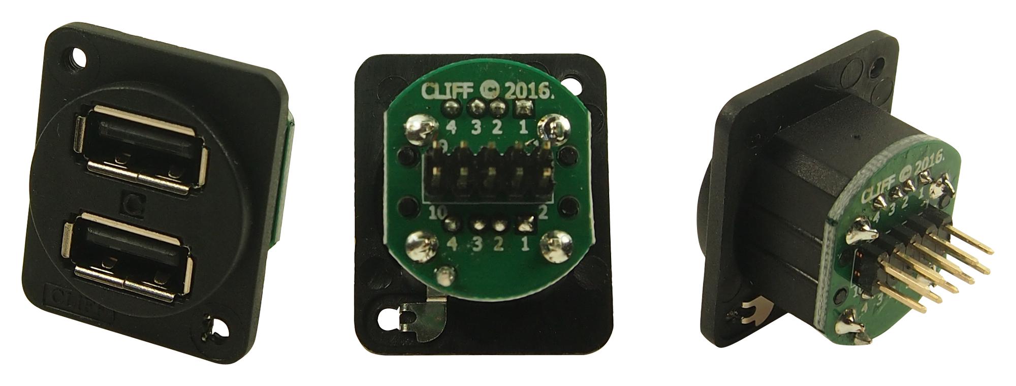 CP30100X USB CONN, DUAL RCPT, 2.0, 2PORT, 10POS CLIFF ELECTRONIC COMPONENTS