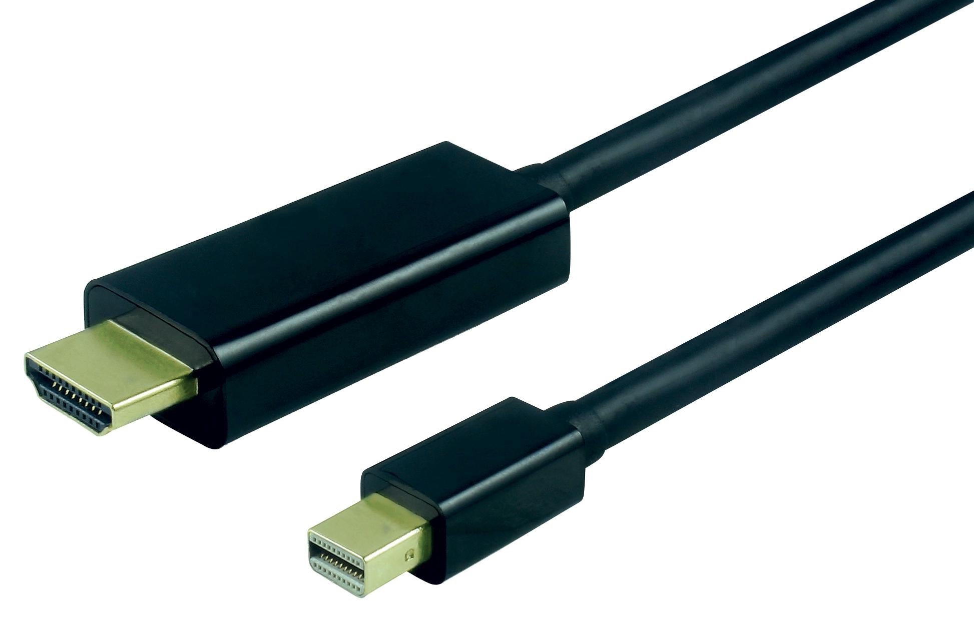 11.04.5797 CABLE, HDMI PLUG-MINI DP PLUG, 3M, BLACK ROLINE