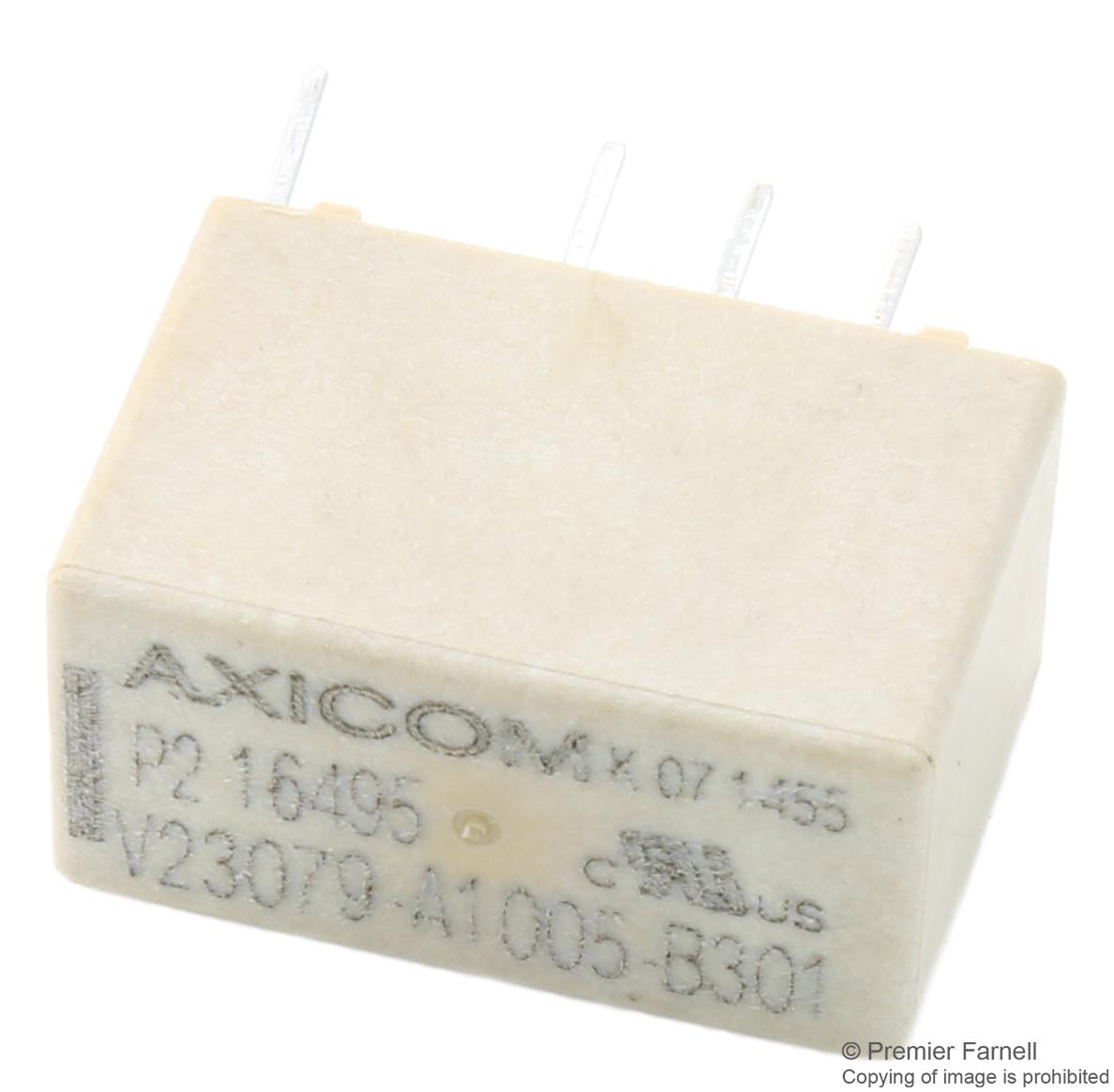V23079A1005B301 RELAY, SIGNAL, DPDT, 250VAC, 220VDC, 2A AXICOM - TE CONNECTIVITY