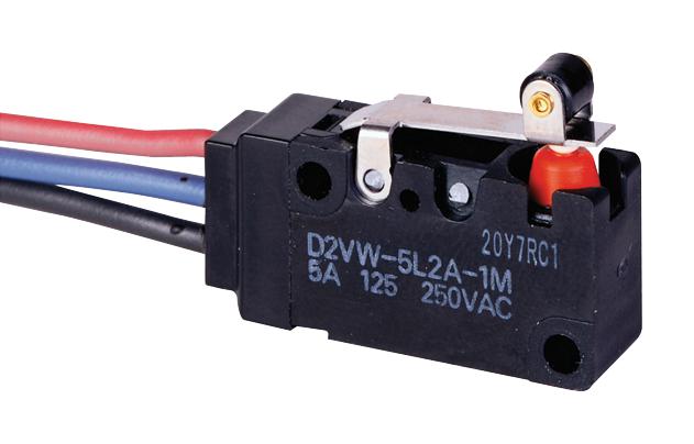 D2VW-5L1B-1MS MICROSWITCH, HINGE LEVER, SPDT, 5A, 250V OMRON