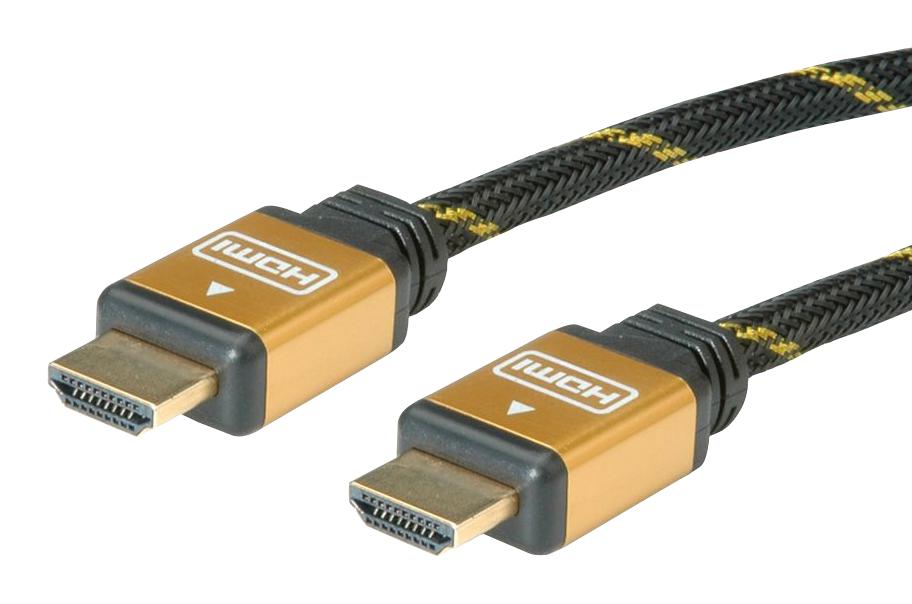 11.04.5563 AUDIO CABLE, HDMI PLUG, 3M, BLK/GLD ROLINE