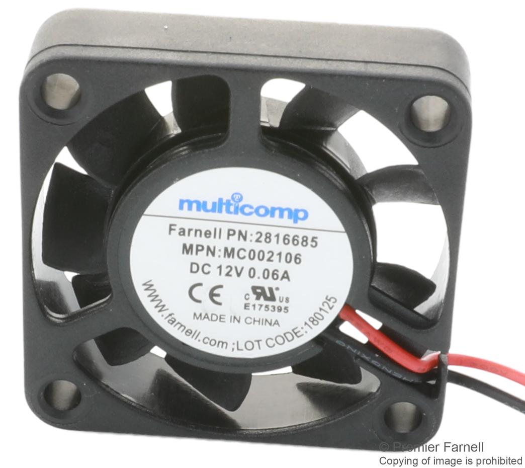 MC002106 AXIAL FAN, 40MM, 12VDC, 5.2CFM, 27.08DBA MULTICOMP PRO