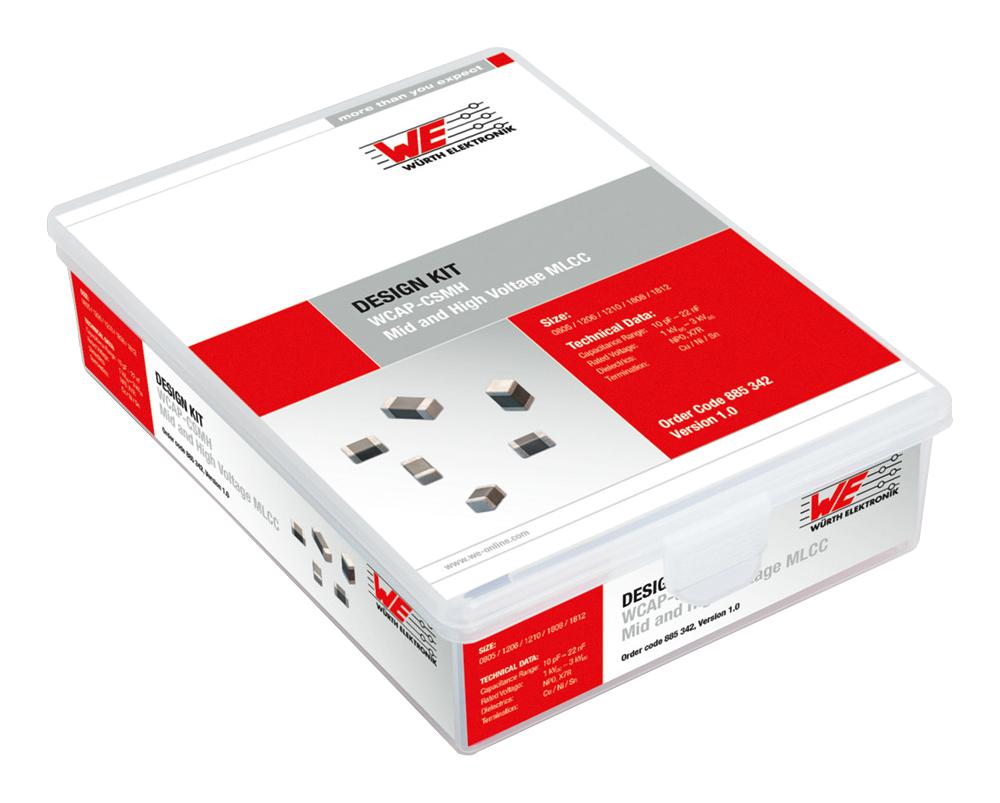 885342 MLCC CAPACITOR KIT, 10 PF TO 22 NF WURTH ELEKTRONIK
