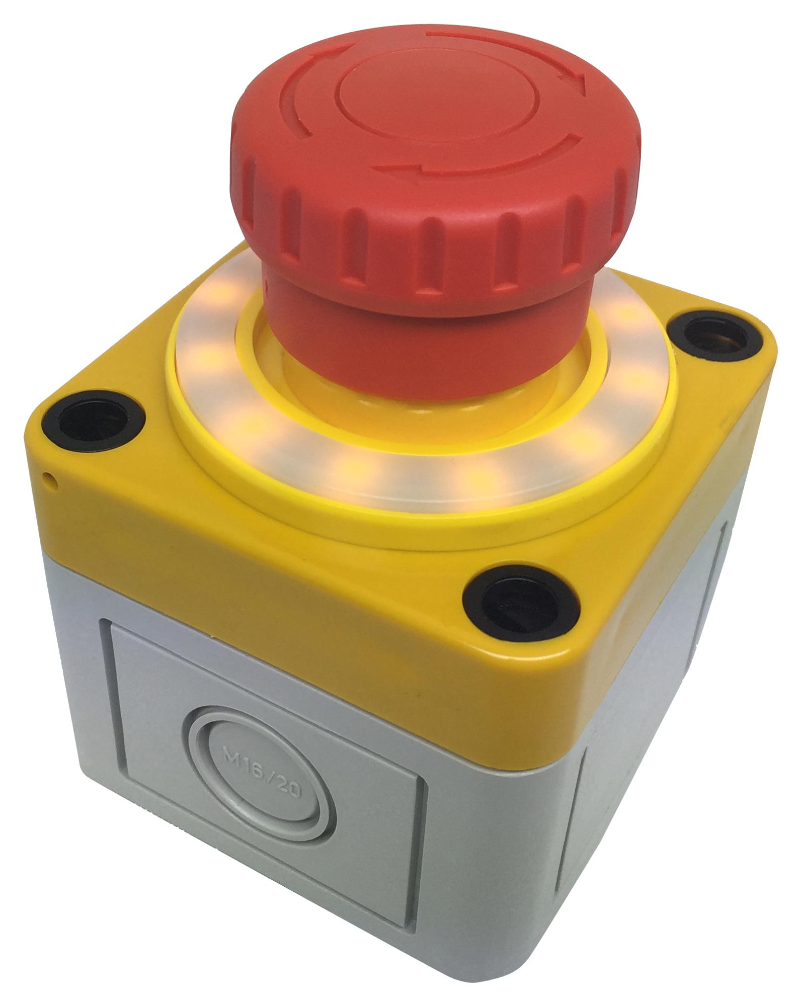 A02ESH3B112IX0+PEA01+QH22L57YC E-STOP SW, DPST-NC, SPST-NO, 250V, SCREW APEM