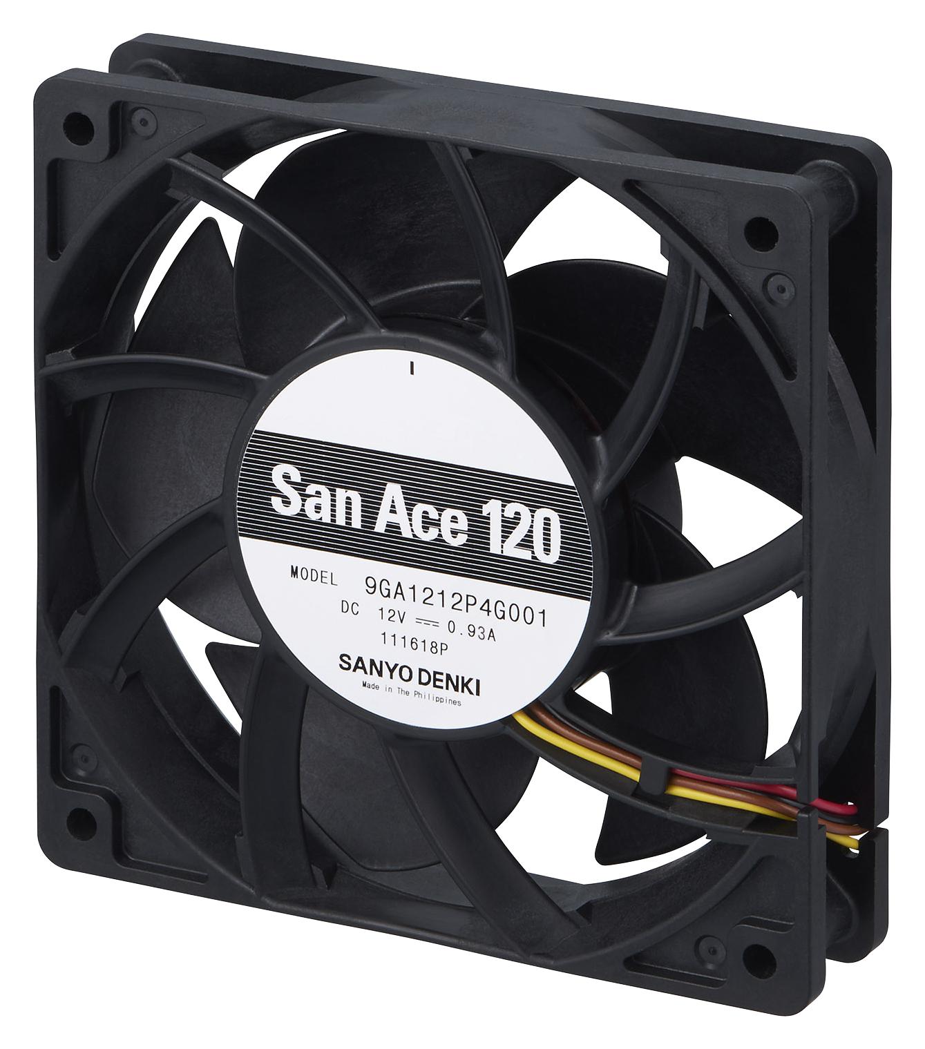 9GA1212P4G001 AXIAL FAN, 120MM, 12VDC, 134CFM, 57DBA SANYO DENKI