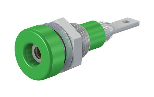 23.0060-25 BANANA JACK, 2MM, 10A, QC, GREEN STAUBLI