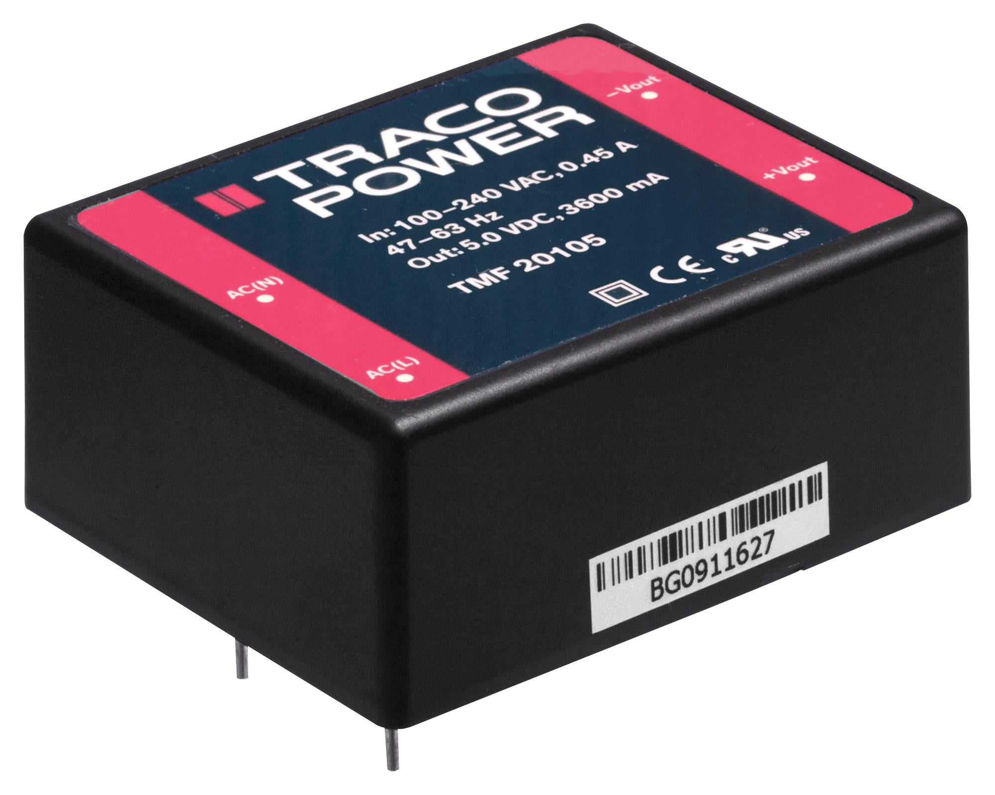 TMF 20124 POWER SUPPLY, AC-DC, 24V, 0.833A TRACO POWER