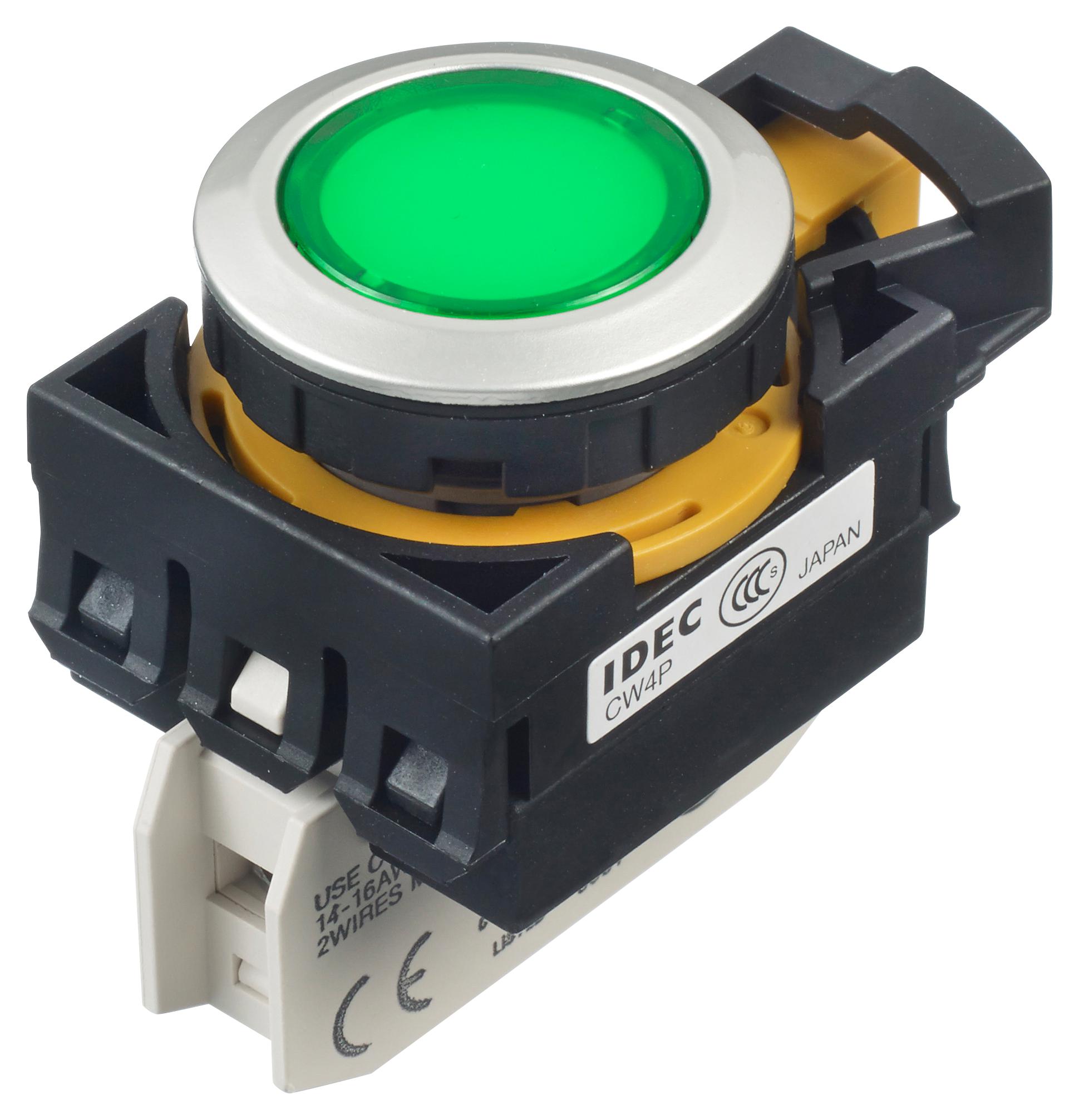 CW4P-1EQM4G PILOT LIGHT, GREEN, 22MM, 240VAC IDEC