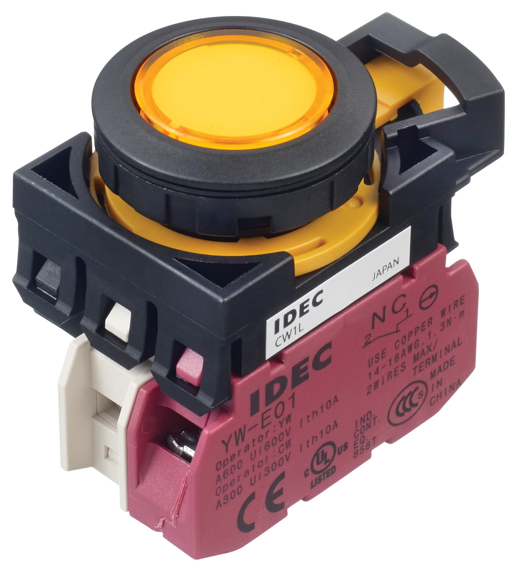 CW1L-M1E01QM4Y PB SWITCH, SPST-NC, 10A, 120VAC, SCREW IDEC