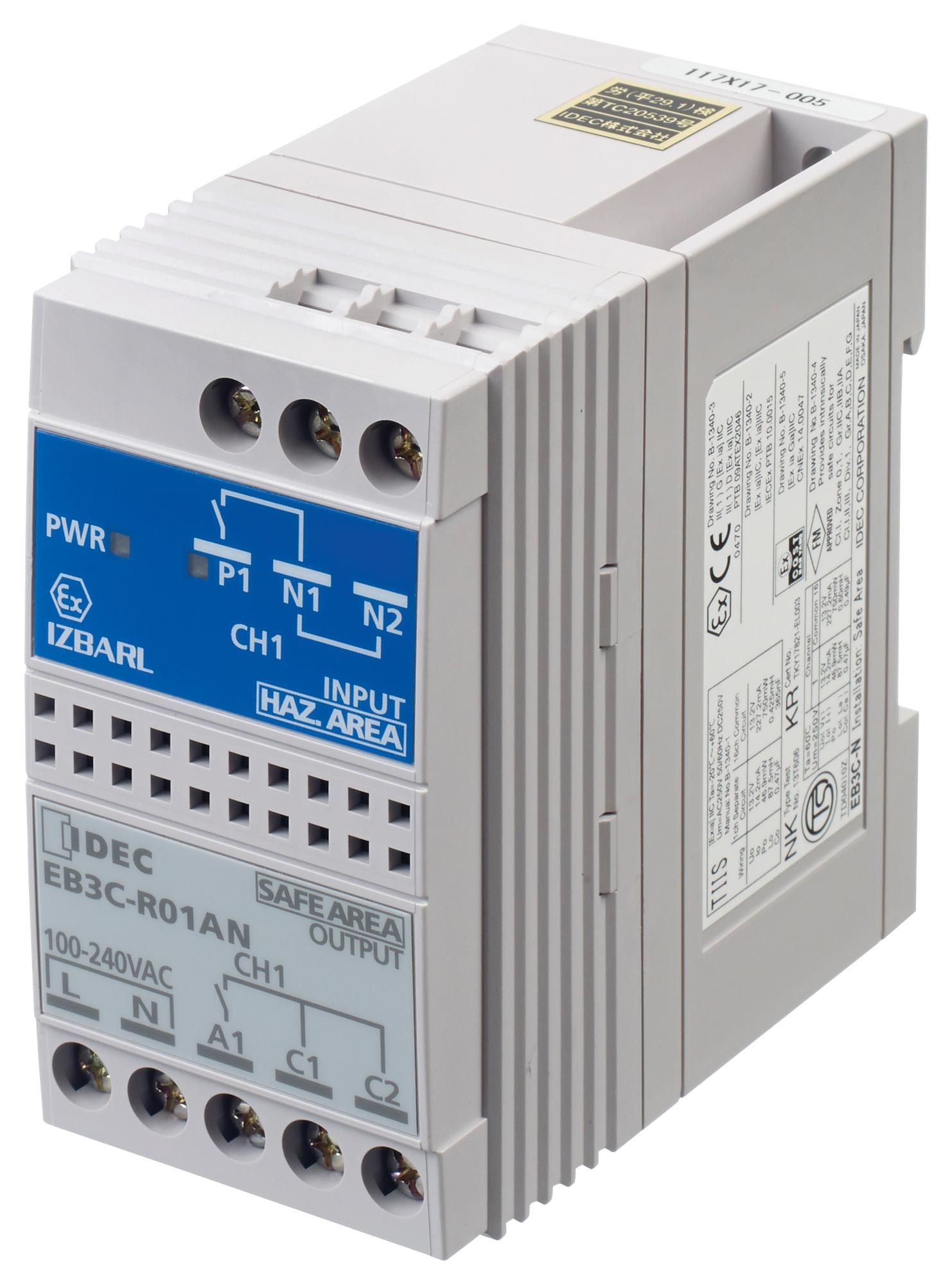 EB3C-R01AN RELAY BARRIER, 1-CH, 100-240VAC, SCREW IDEC