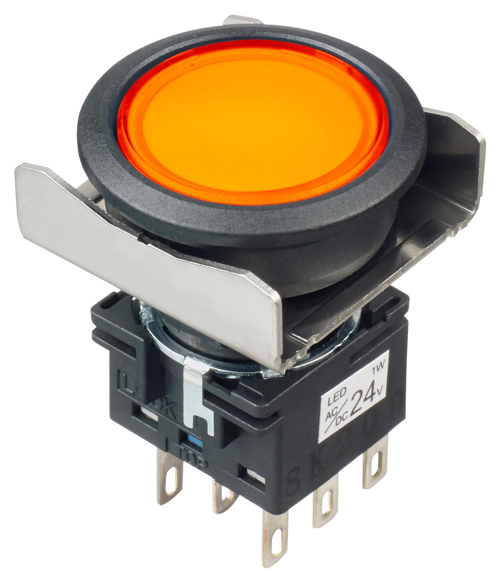 LBW6L-A1RT64WA PB SWITCH, DPDT, 24VAC/DC, SOLDER, AMBER IDEC