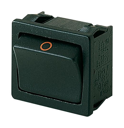 01802.1121-02 ROCKER SWITCH, DPST, 12A, 250VAC, BLACK MARQUARDT