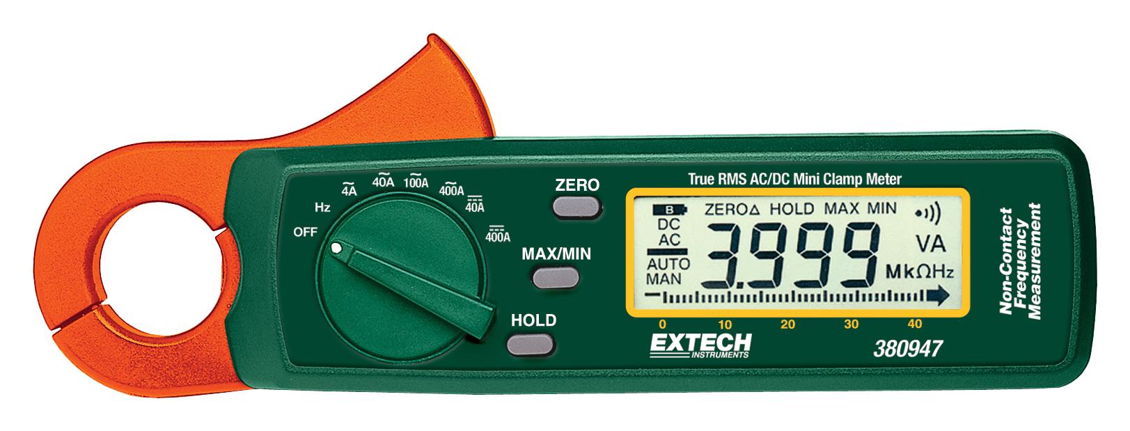 380947 MINI CLAMP METER, TRUE RMS, 400A, 23MM EXTECH INSTRUMENTS