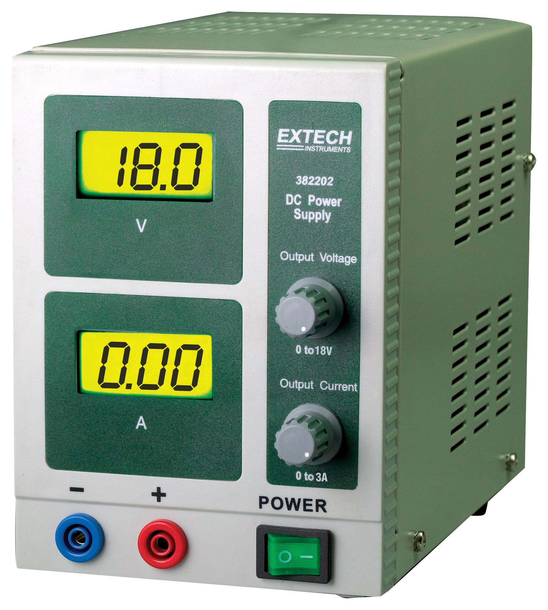 382202 DC POWER SUPPLY, 1 OUTPUT, ADJ, 3A/18V EXTECH INSTRUMENTS
