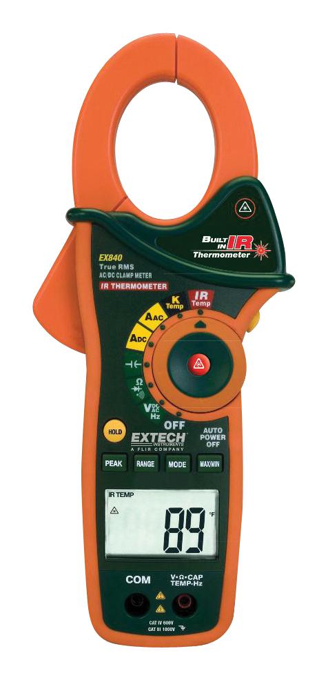 EX840 CLAMP METER W/IR THERMOMETER, TRUE RMS EXTECH INSTRUMENTS