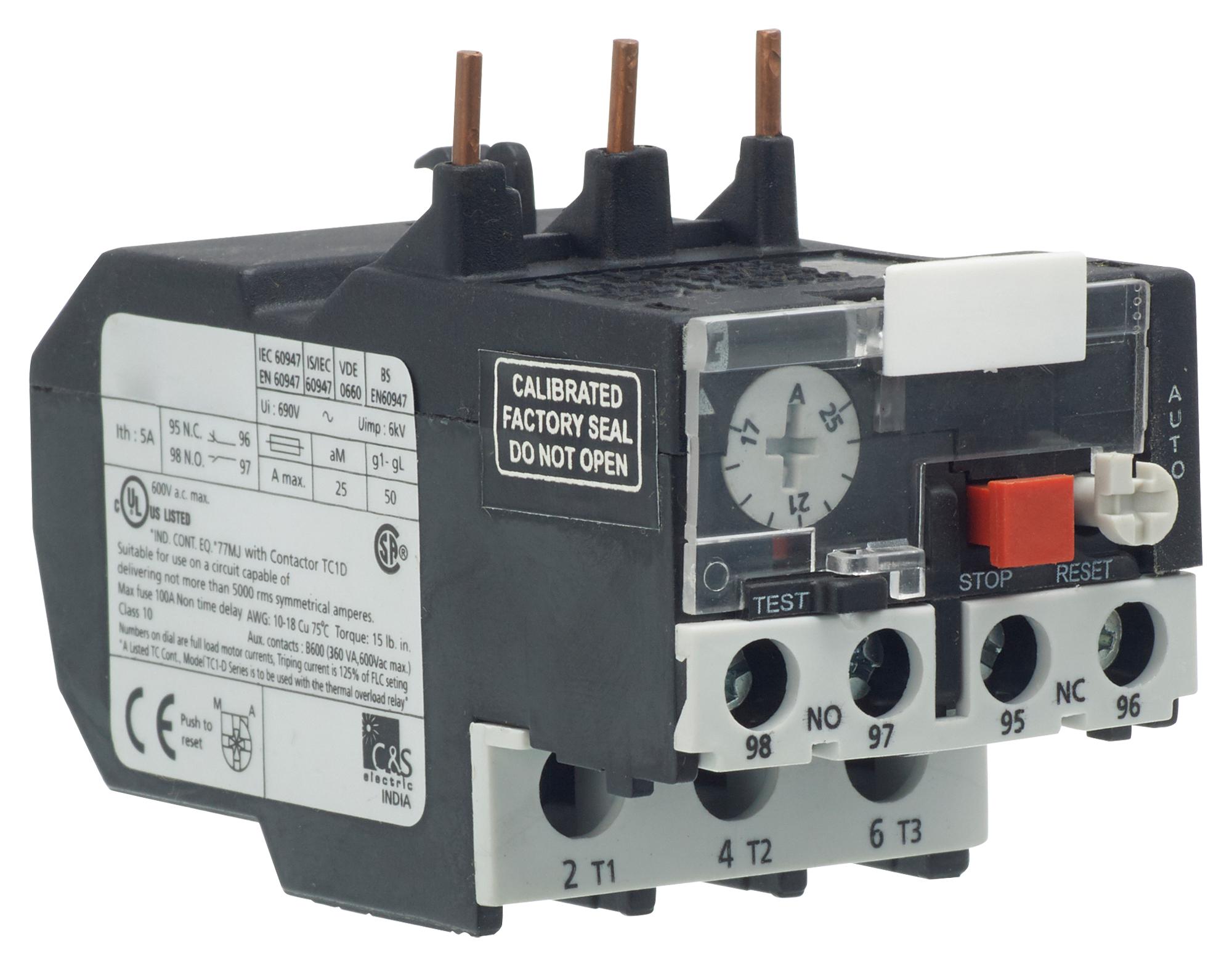 MCTR2-D25322 THERMAL OVERLOAD RELAY, 17-25A MULTICOMP