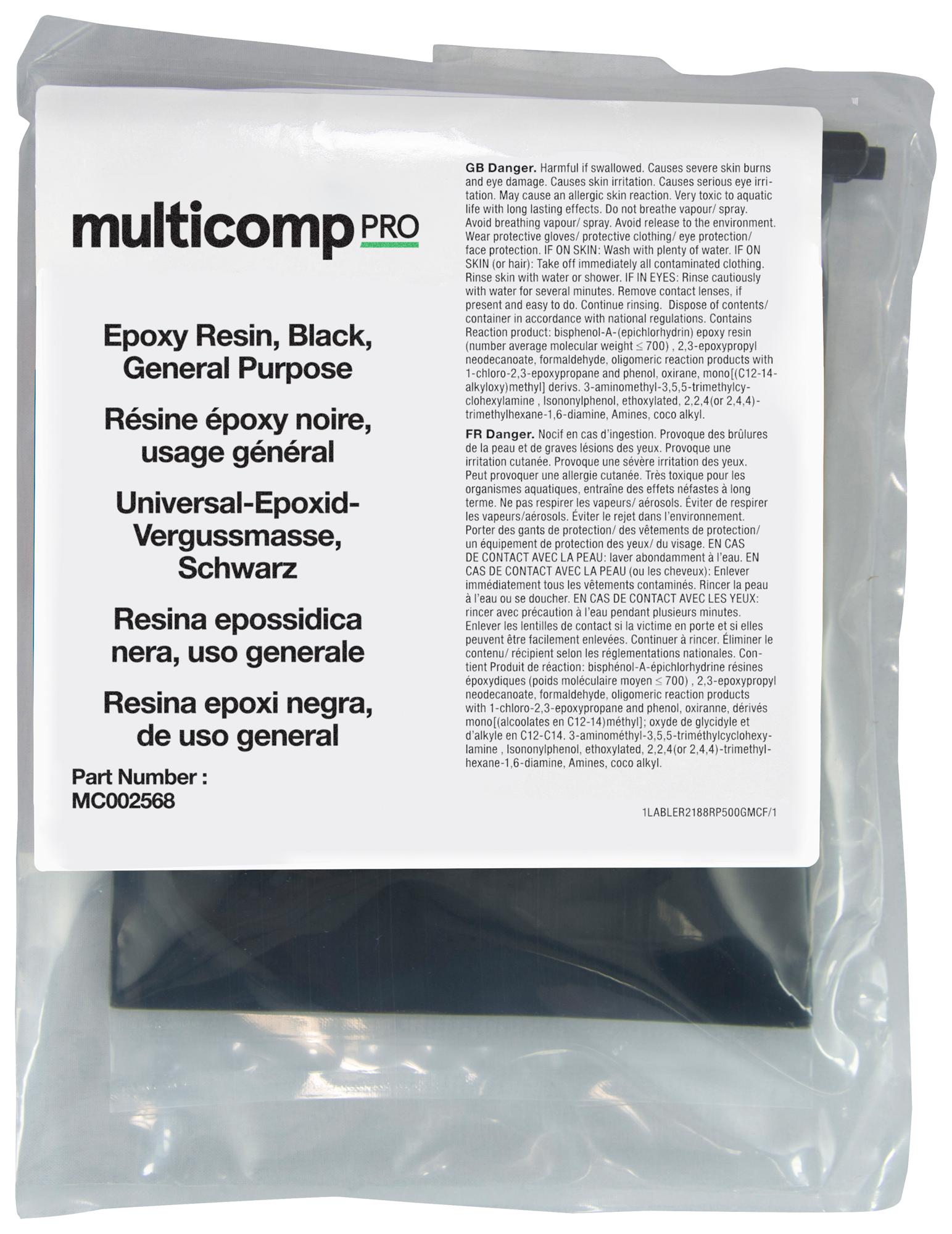 MC002568 EPOXY RESIN, PACKET, BLACK, 500G MULTICOMP PRO