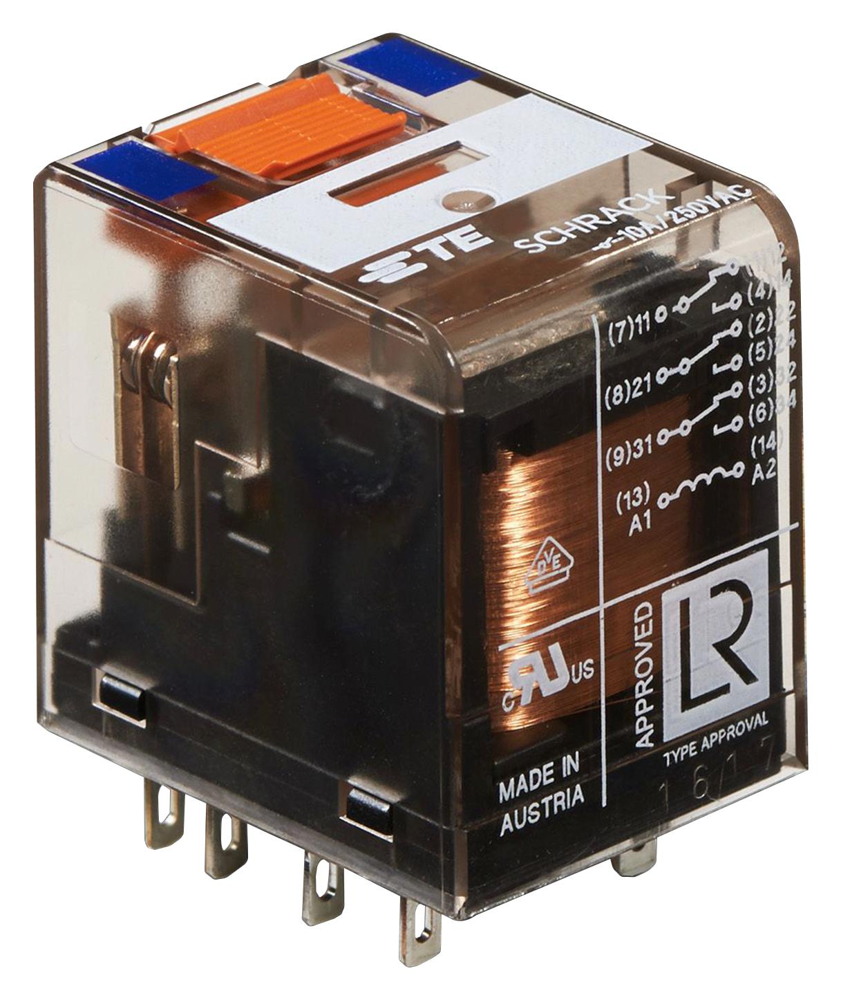PT370220 POWER RELAY, 3PDT, 10A, 240VAC, SOCKET SCHRACK - TE CONNECTIVITY