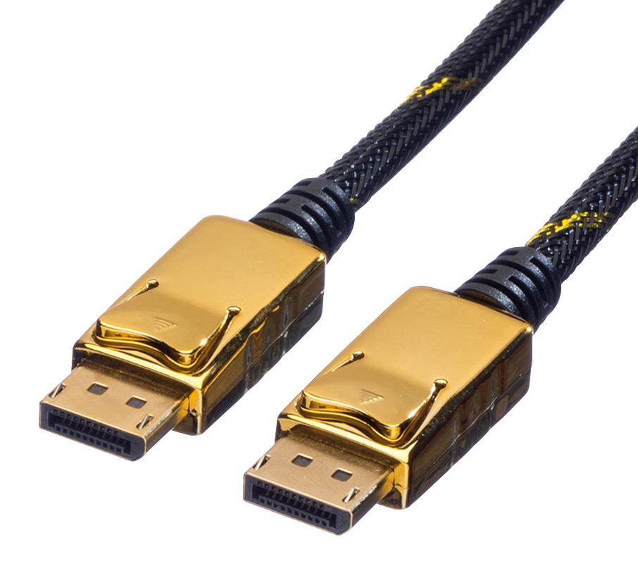 11.04.5649 CABLE, DP PLUG-PLUG, BLK/GOLD, 10M ROLINE