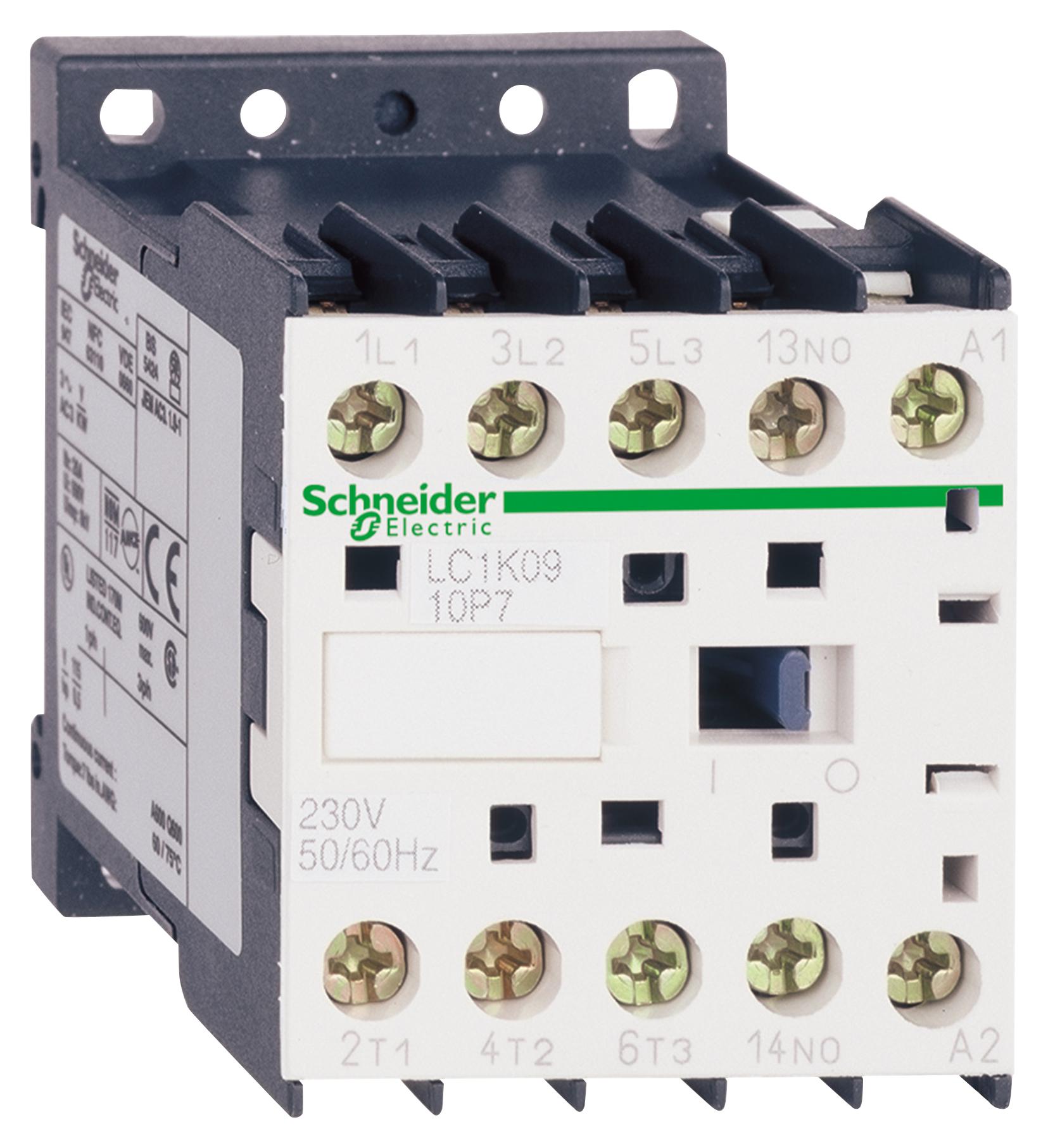 LC1K1201B7 CONTACTOR, 3PST-NO, 24VAC, DIN RAIL SCHNEIDER ELECTRIC