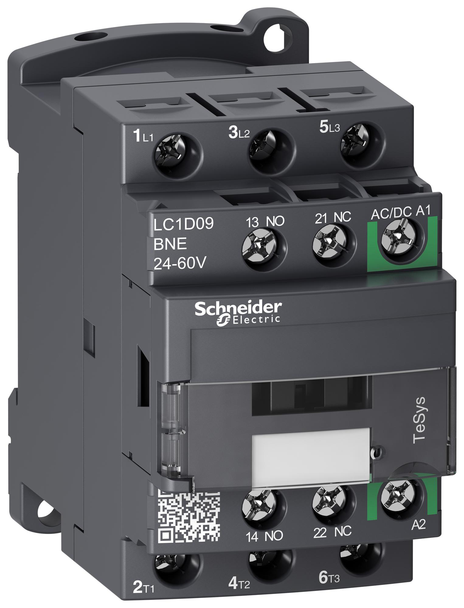 LC1D09BNE CONTACTOR, 3PST-NO, 60V, DIN RAIL/PANEL SCHNEIDER ELECTRIC