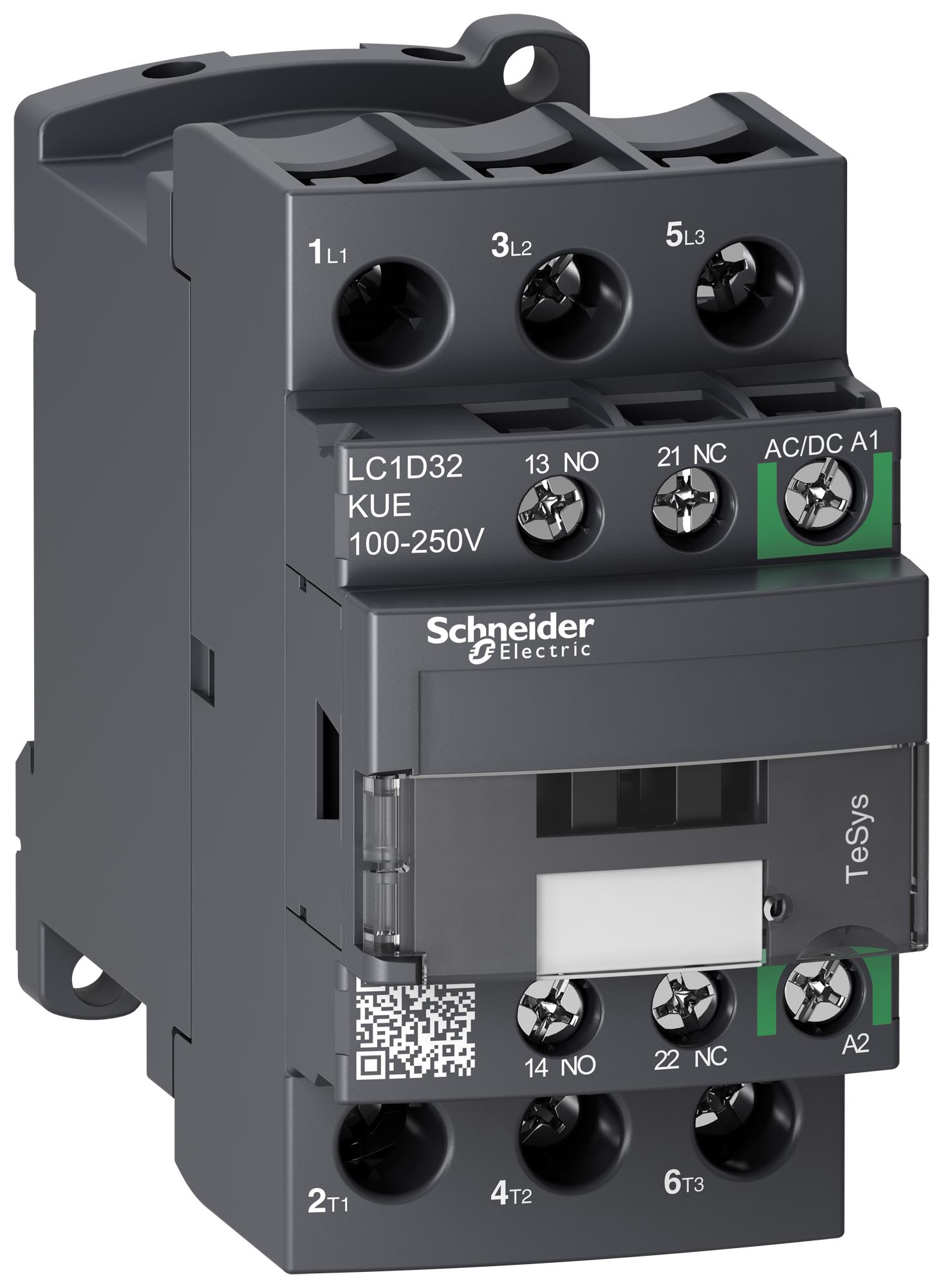 LC1D32KUE CONTACTOR, 3PST-NO, 250V, DIN RAIL/PANEL SCHNEIDER ELECTRIC