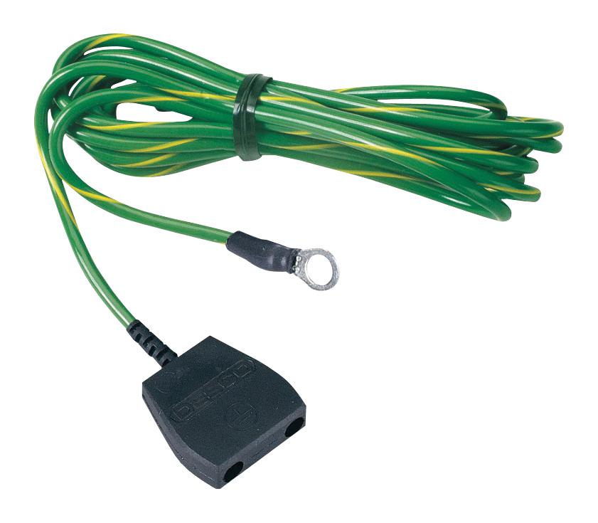 09820 COIL CORD, SNAP SOCKET, 3.05M, GRN/YEL DESCO