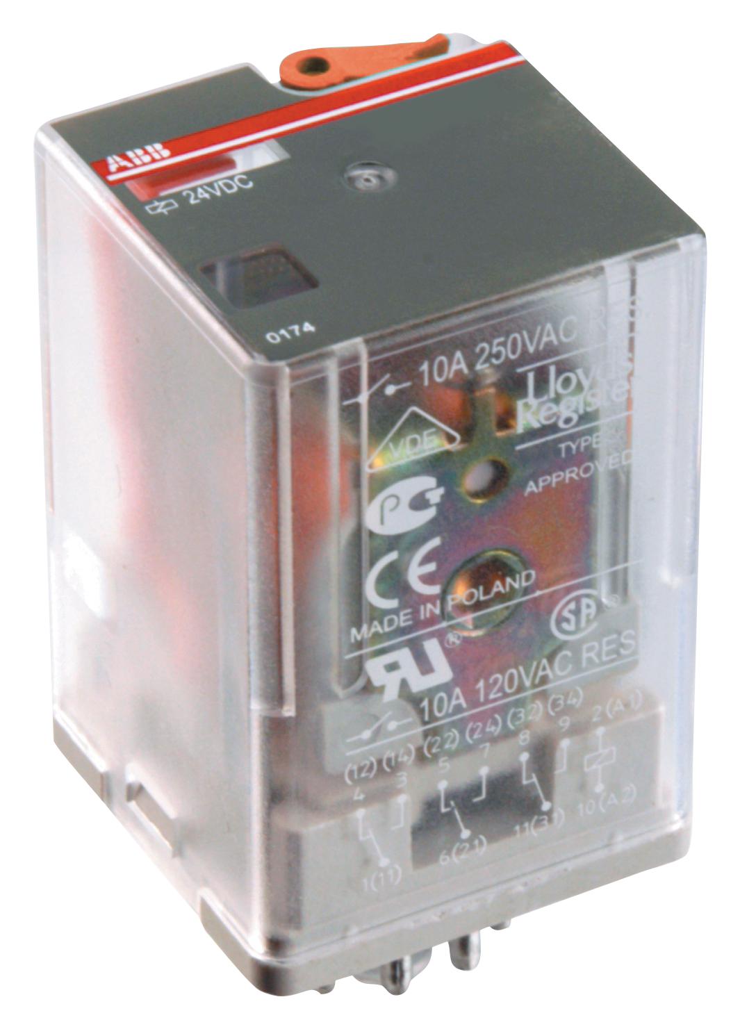 1SVR405621R3100 POWER RELAY, DPDT, 10A, 250V, SOCKET ABB