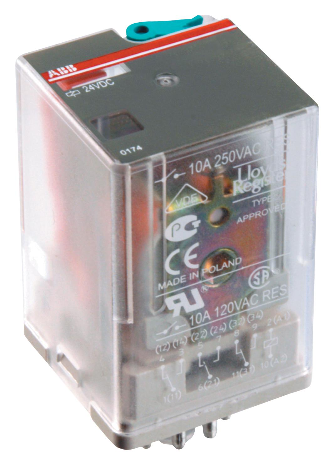 1SVR405621R1000 POWER RELAY, DPDT, 10A, 250V, SOCKET ABB