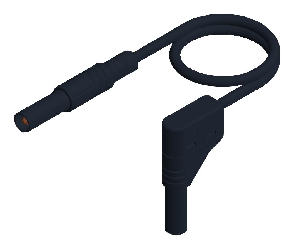 934079100 TEST LEAD, 4MM BANANA PLUG-R/A PLUG, BLK HIRSCHMANN TEST AND MEASUREMENT