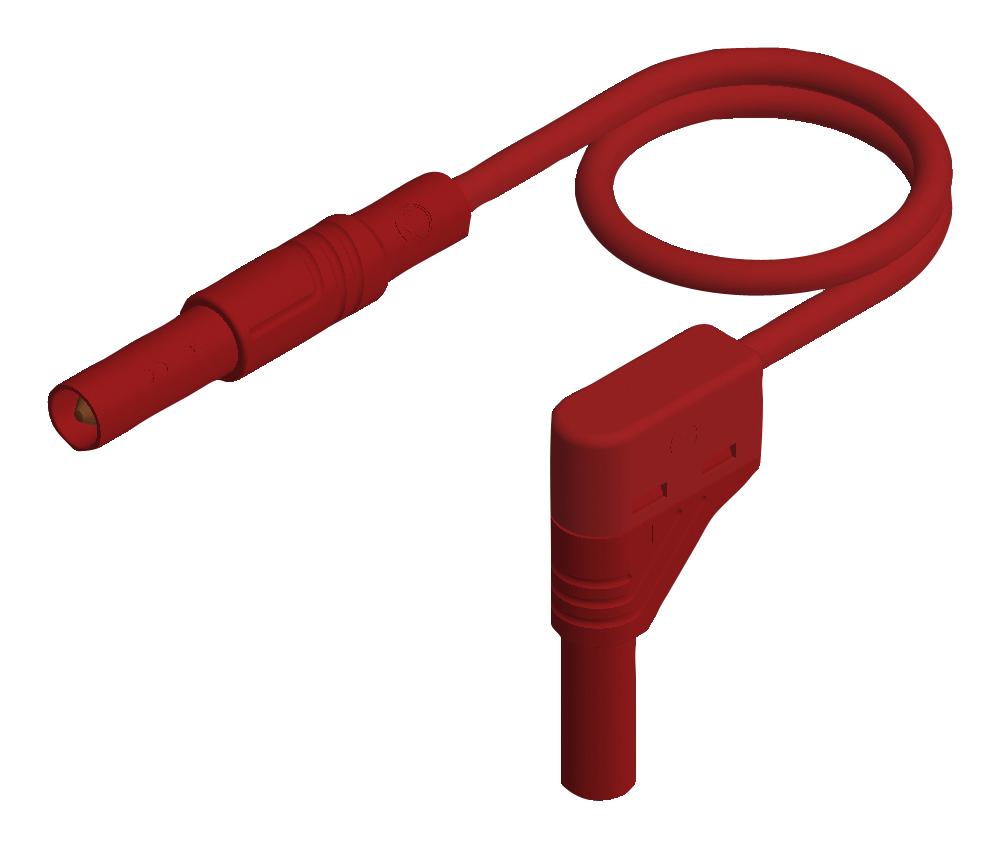 934085101 TEST LEAD, 4MM BANANA PLUG-R/A PLUG, RED HIRSCHMANN TEST AND MEASUREMENT
