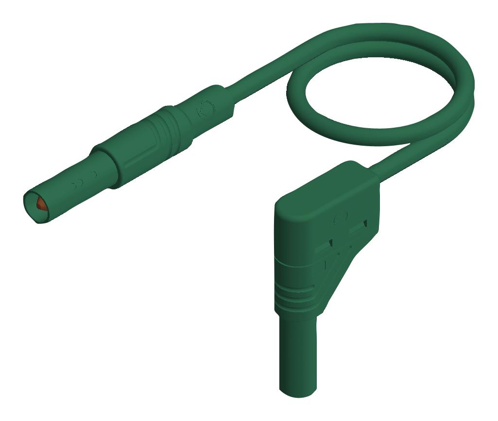 934082104 TEST LEAD, 4MM BANANA PLUG-R/A PLUG, GRN HIRSCHMANN TEST AND MEASUREMENT