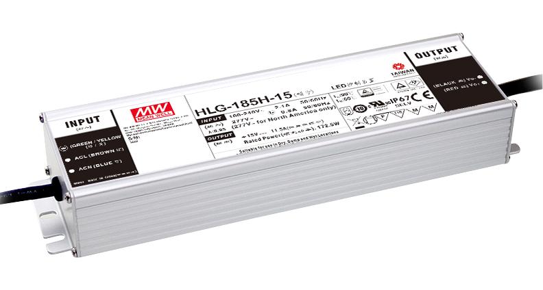 HLG-185H-24 LED DRIVER PSU, AC-DC, 24V, 7.8A MEAN WELL