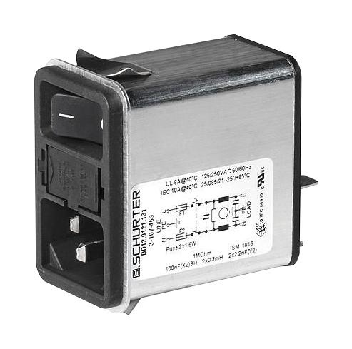 3-107-473 POWER LINE FILTER, MEDICAL, 2A, QC SCHURTER
