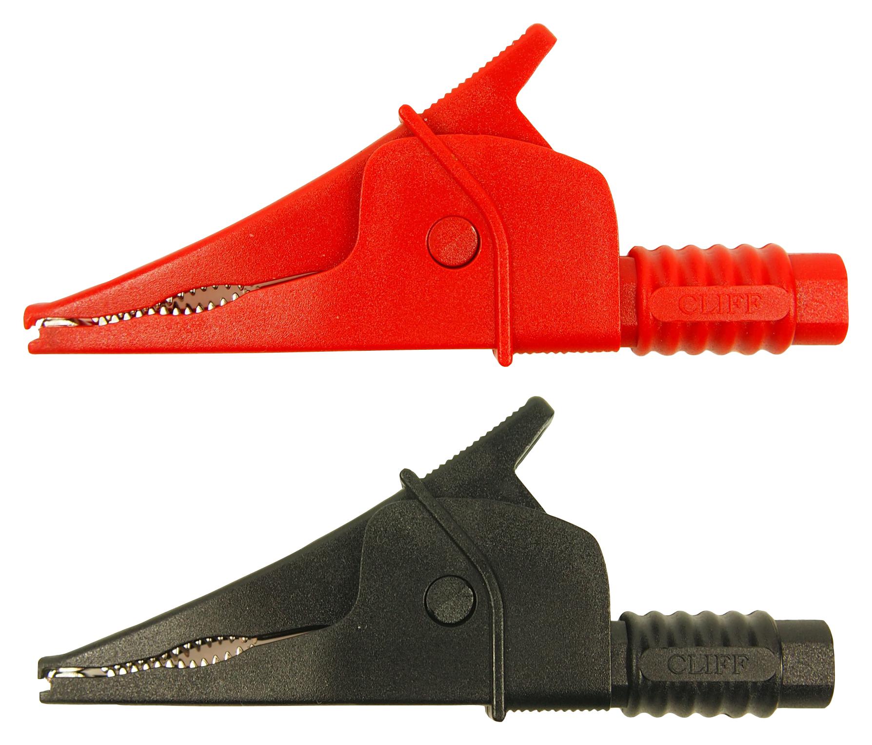 FCR79900RB CROCODILE CLIP SET, 20A, 28MM, BLACK/RED CLIFF ELECTRONIC COMPONENTS