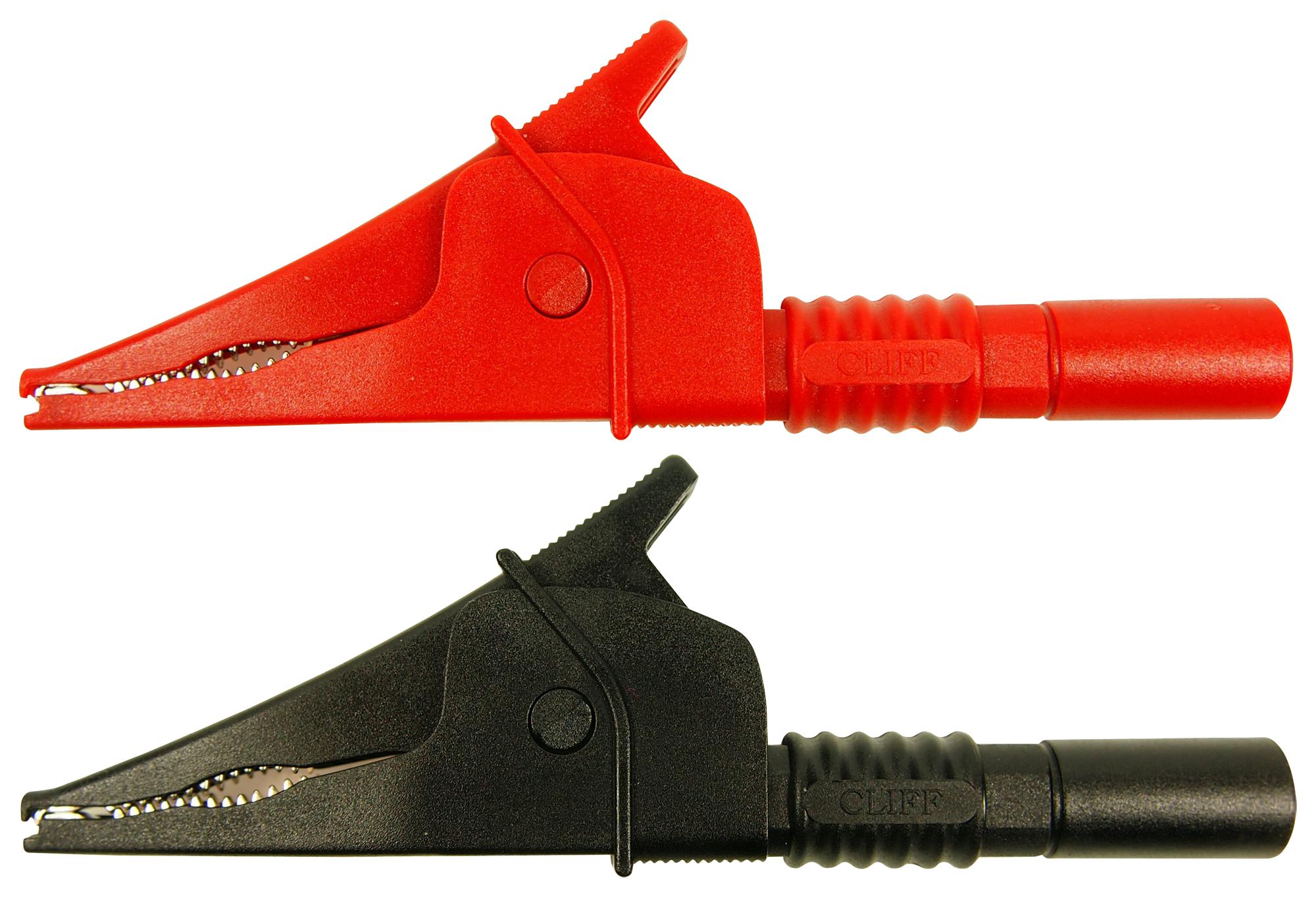 FCR79910RB CROCODILE CLIP SET, 20A, 28MM, BLACK/RED CLIFF ELECTRONIC COMPONENTS