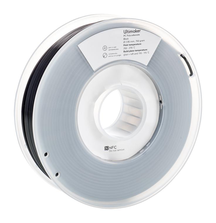 1641 3D PRINTER FILAMENT, PC, 2.85MM, BLK ULTIMAKER
