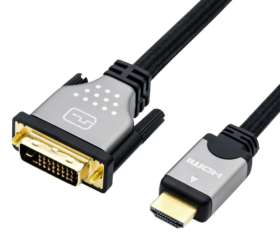 11.04.5873 CABLE, DVI-D/HDMI A PLUG, 5M, BLACK ROLINE