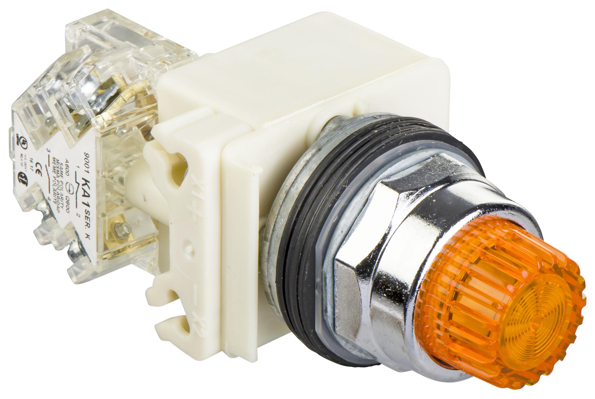 9001K2L35LYAH13 PB SW, ILLUM, SPDT, AMBER, 10A, 600VAC SCHNEIDER ELECTRIC